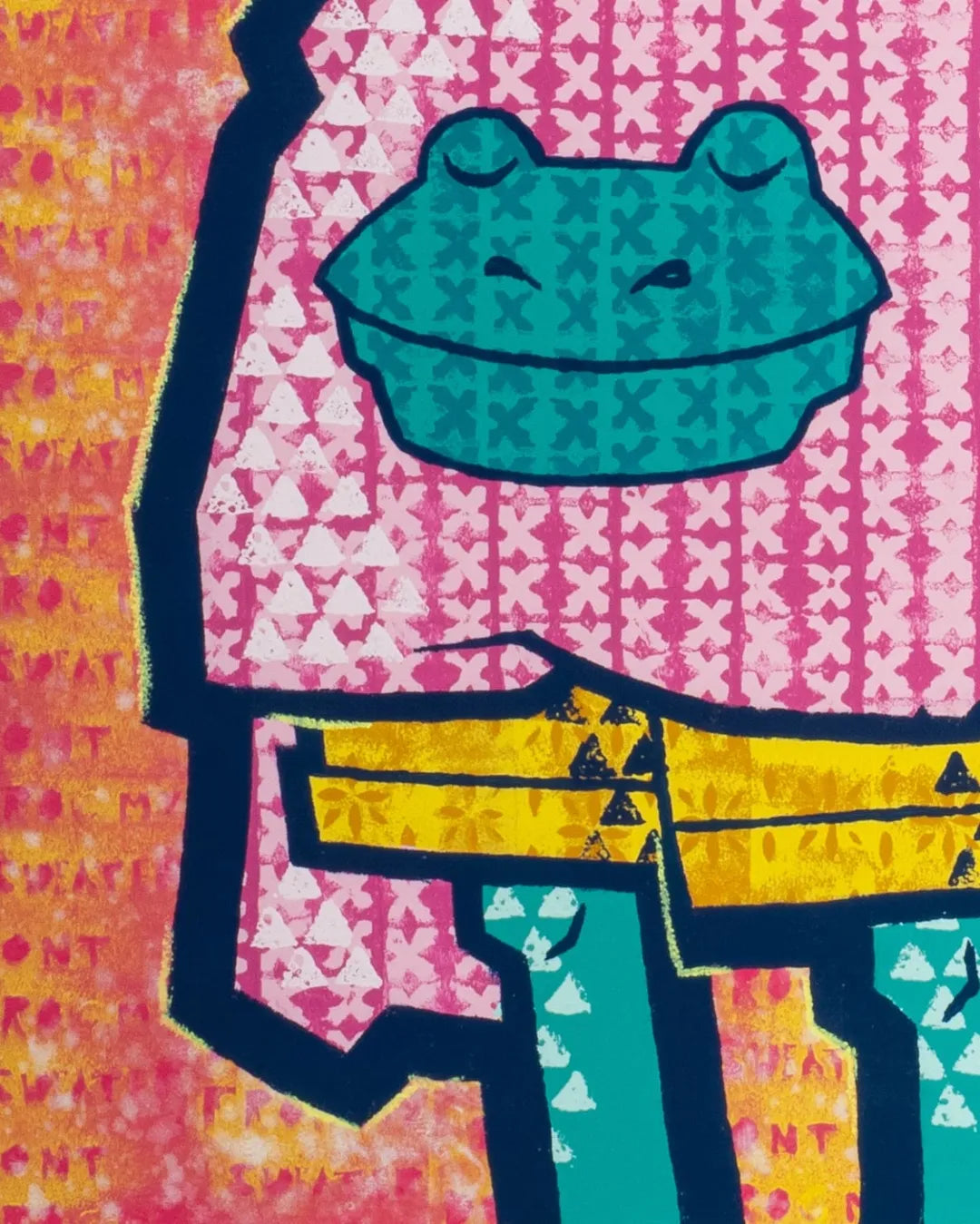 Cool Frog in Sweater Pop Art Canvas – Bold and Playful Abstract Animal Art