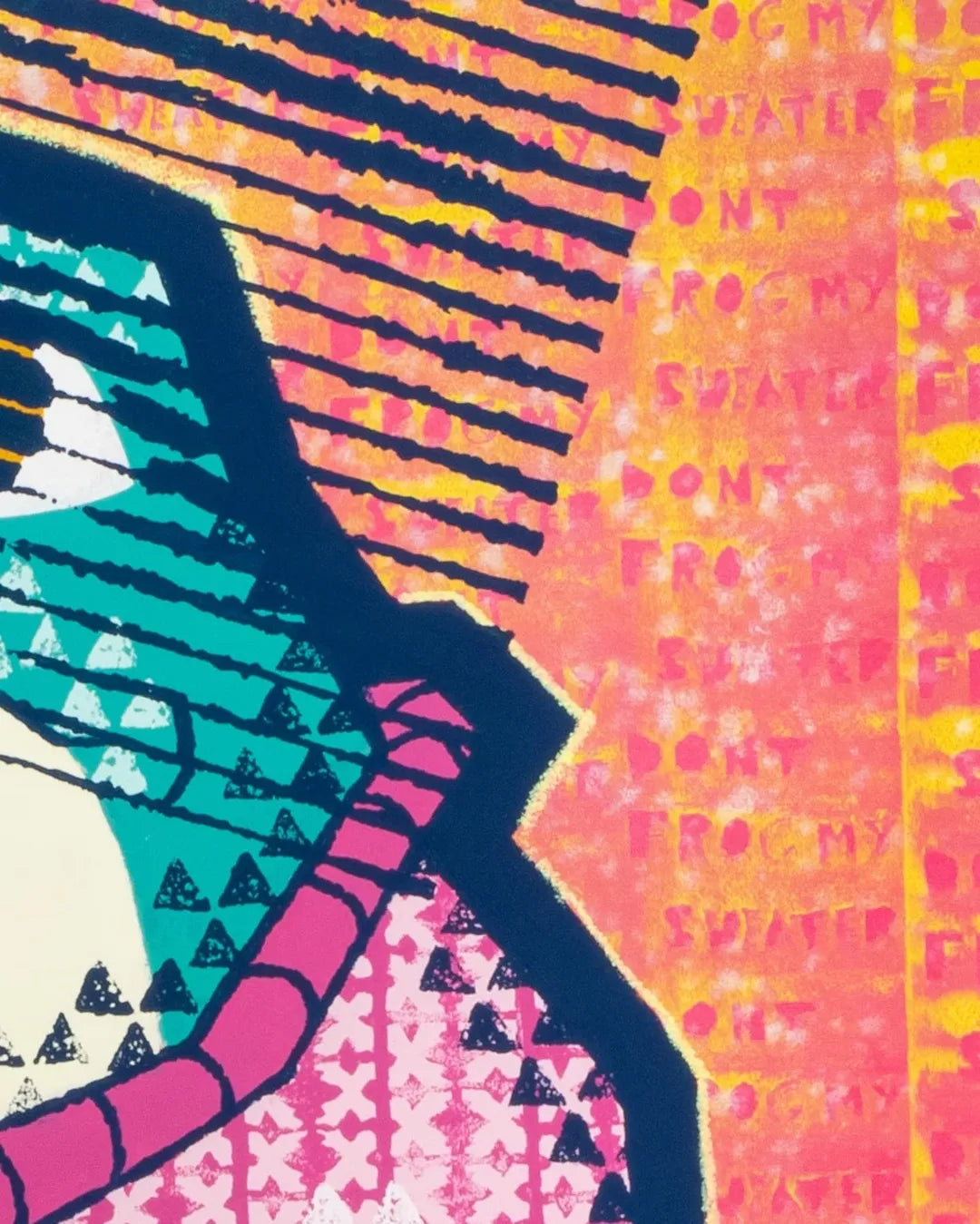 Cool Frog in Sweater Pop Art Canvas – Bold and Playful Abstract Animal Art