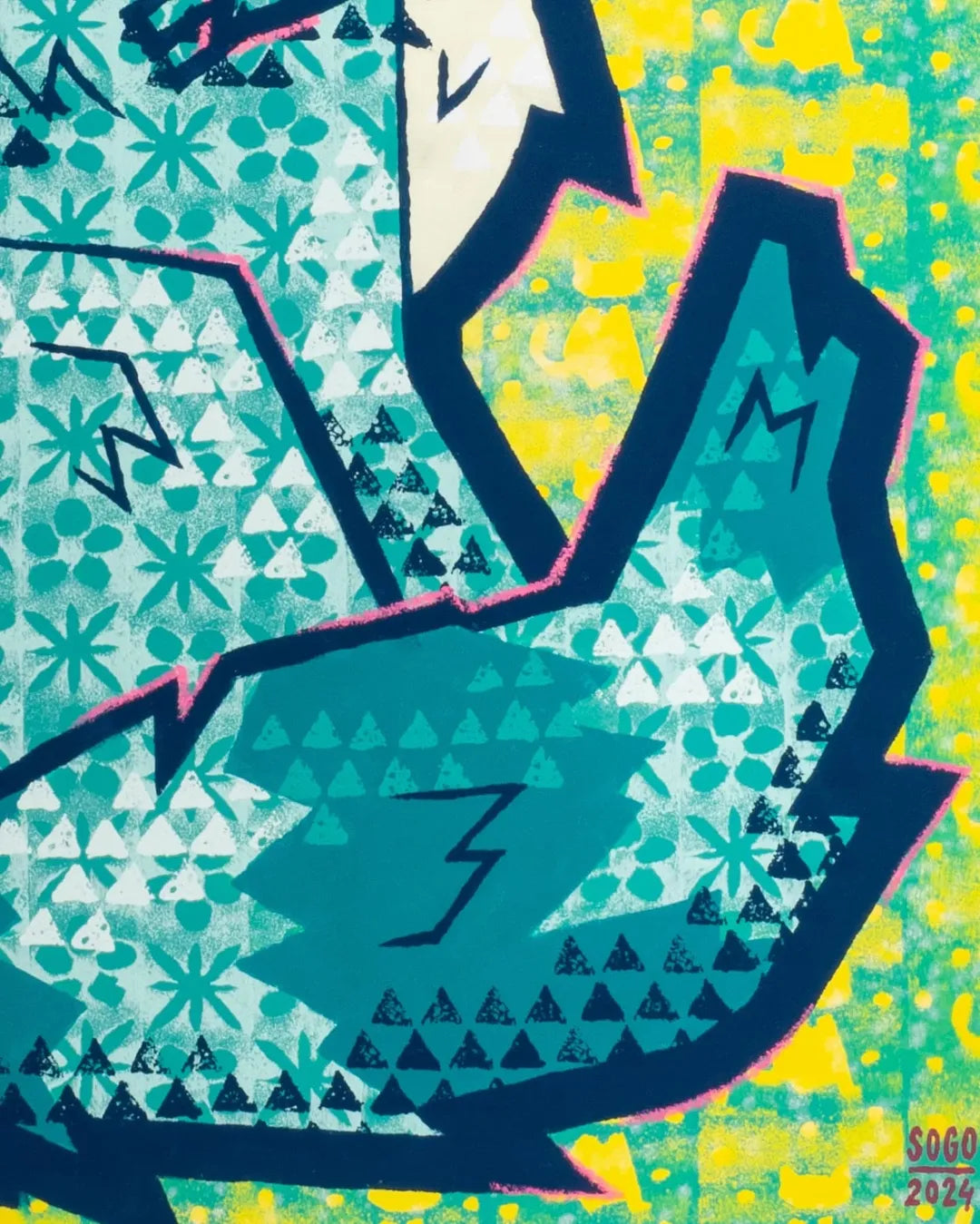 Angel Bear Pop Art Canvas – Whimsical Abstract Animal with Halo and Wings