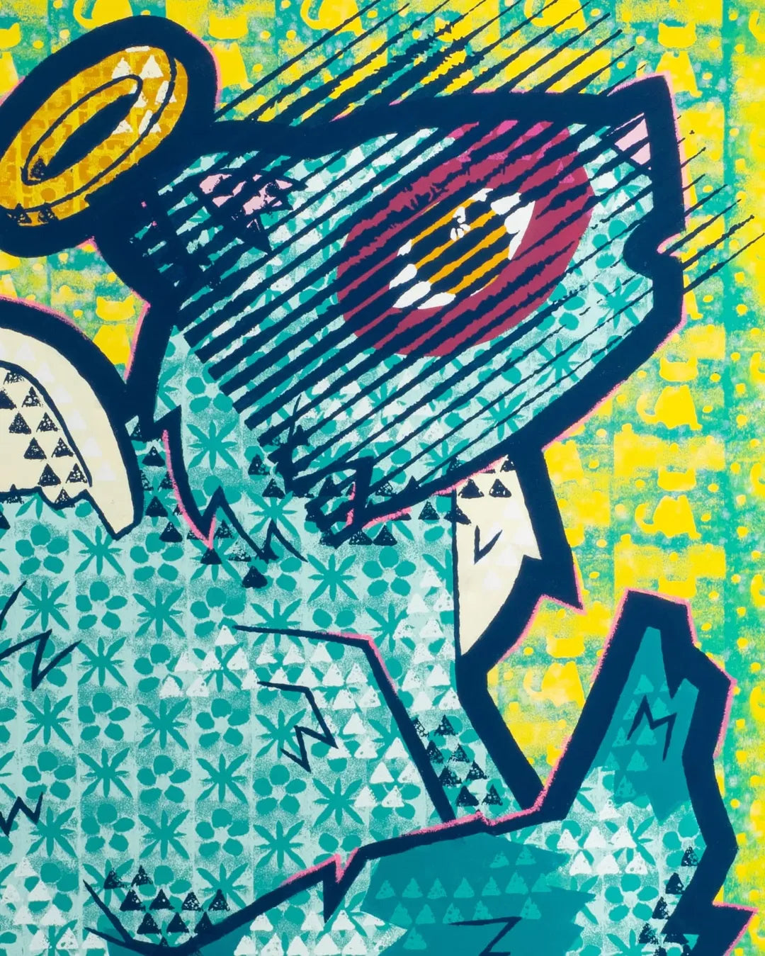 Angel Bear Pop Art Canvas – Whimsical Abstract Animal with Halo and Wings