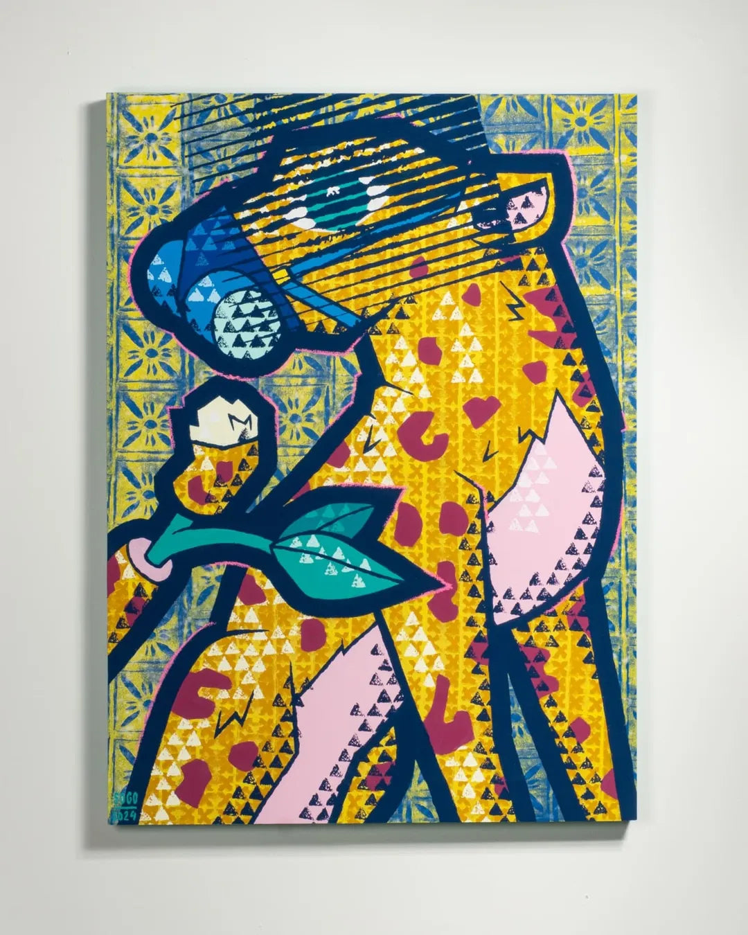 Romantic Leopard with Rose – Bold Pop Art Animal Canvas