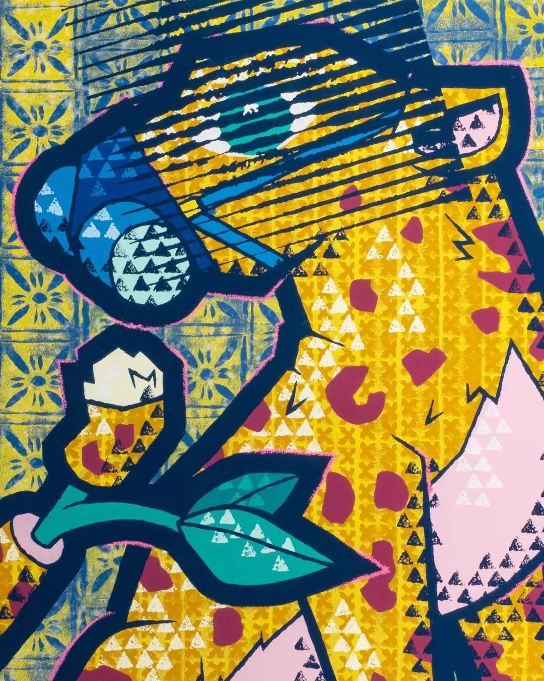 Romantic Leopard with Rose – Bold Pop Art Animal Canvas