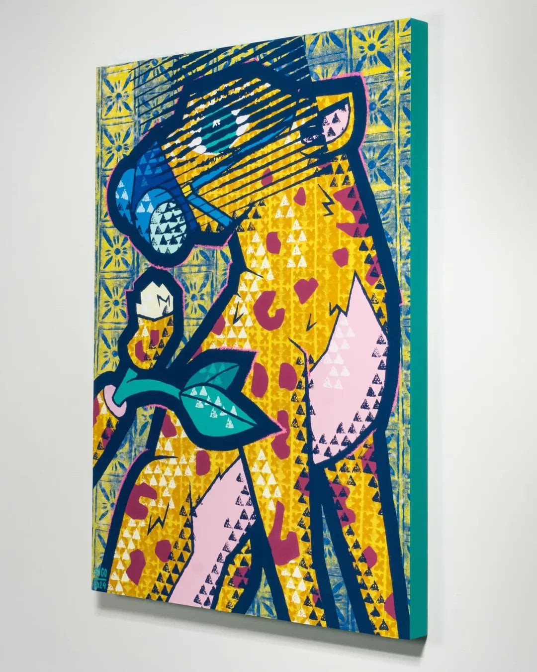 Romantic Leopard with Rose – Bold Pop Art Animal Canvas