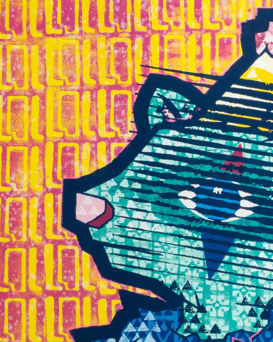 Alpha Male Bear Pop Art Canvas – Bold Street-Inspired Abstract Animal Portrait