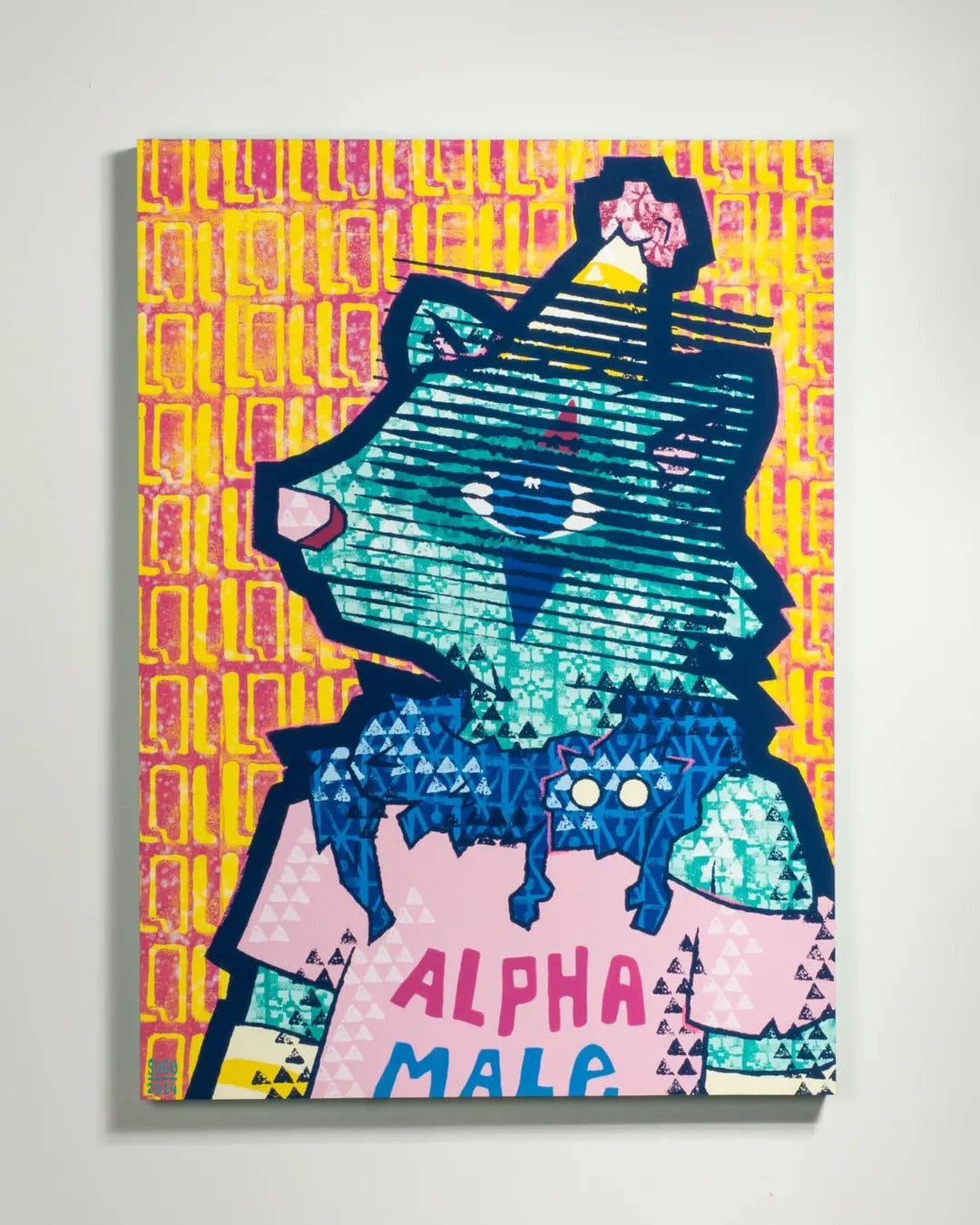 Alpha Male Bear Pop Art Canvas – Bold Street-Inspired Abstract Animal Portrait