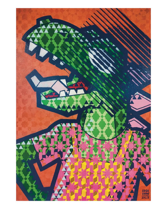 Geometric Crocodile Canvas Wall Art – Bold Street Pop-Art Style