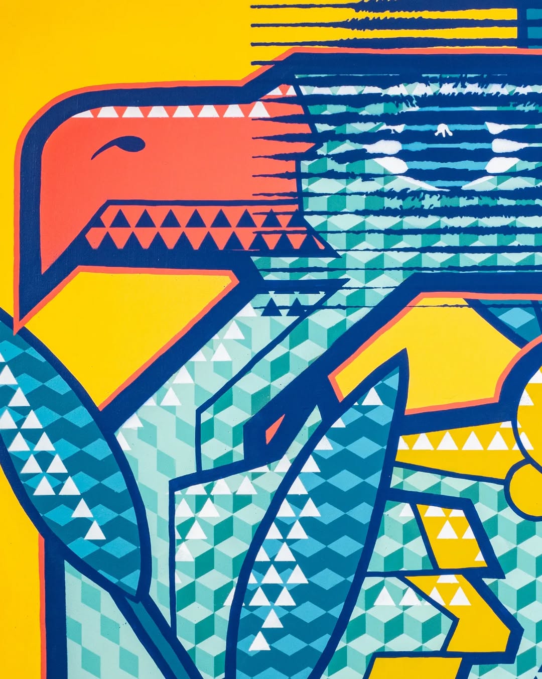 Geometric Parrot Canvas Wall Art – Bold Tropical Pop-Art Design