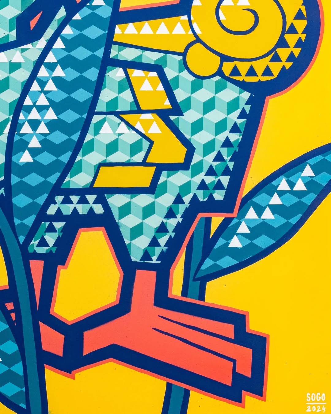 Geometric Parrot Canvas Wall Art – Bold Tropical Pop-Art Design