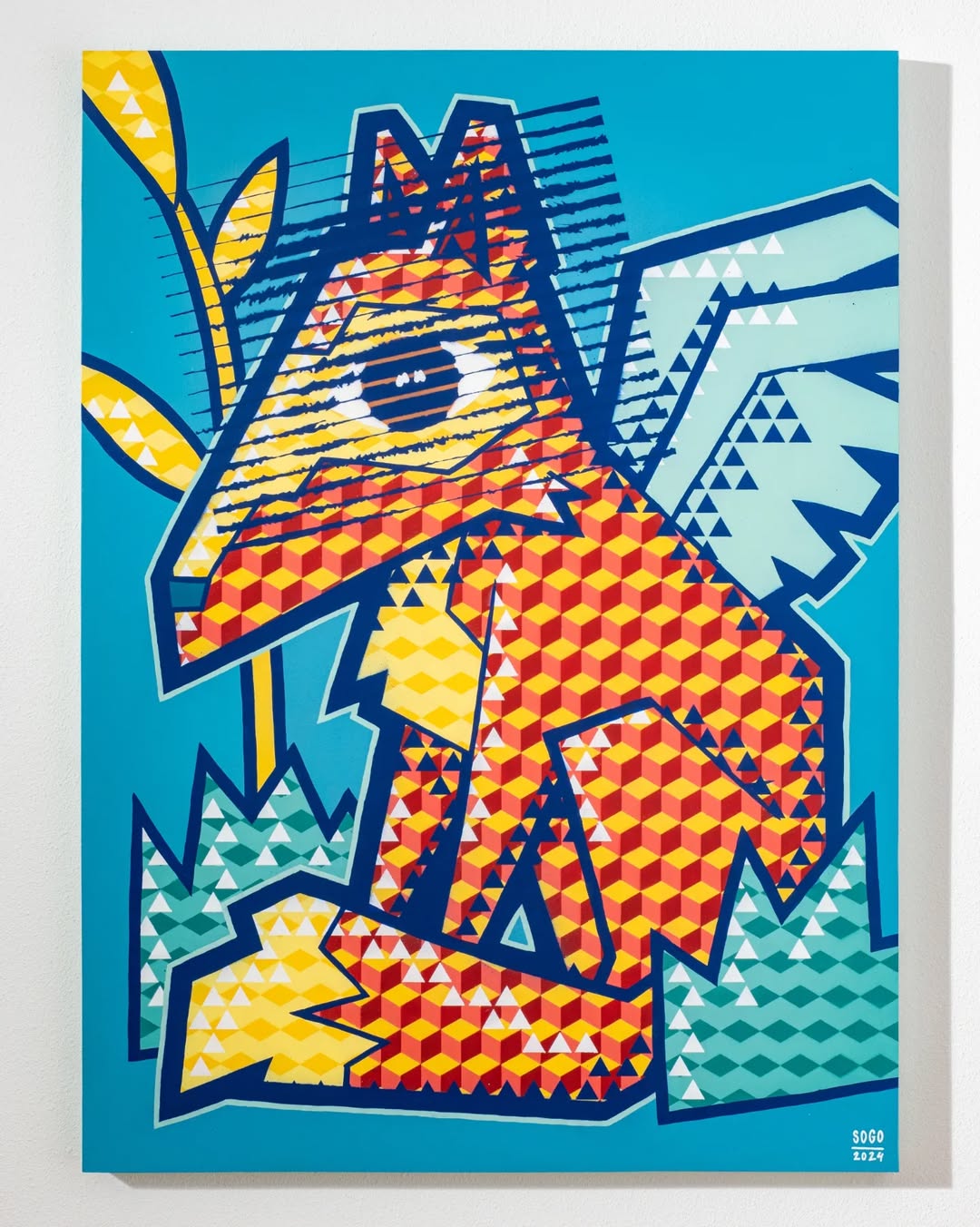 Geometric Fox Canvas Wall Art – Vibrant Modern Pop Style