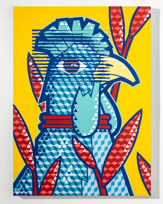 Colorful Rooster Canvas Wall Art – Modern Geometric Pop Design