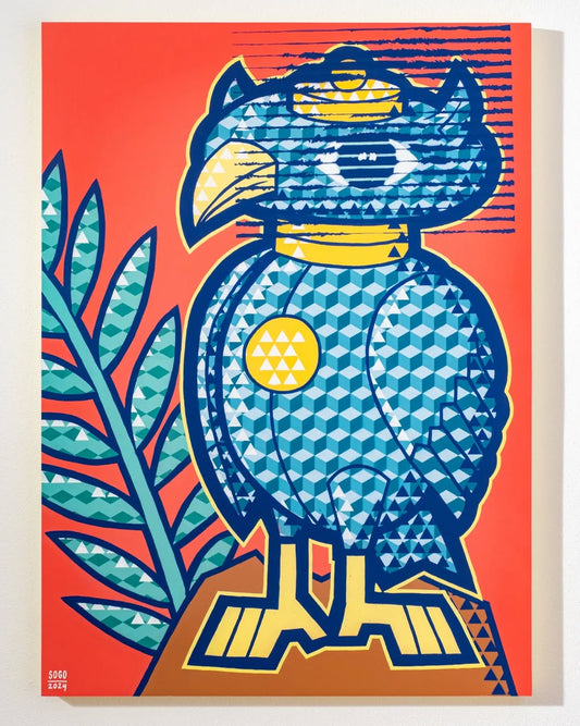 Geometric Hawk Canvas Wall Art – Bold & Modern Pop Style