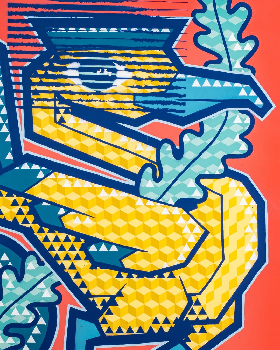 Bold Pop Art Bird Canvas – Geometric Street Art Wall Decor