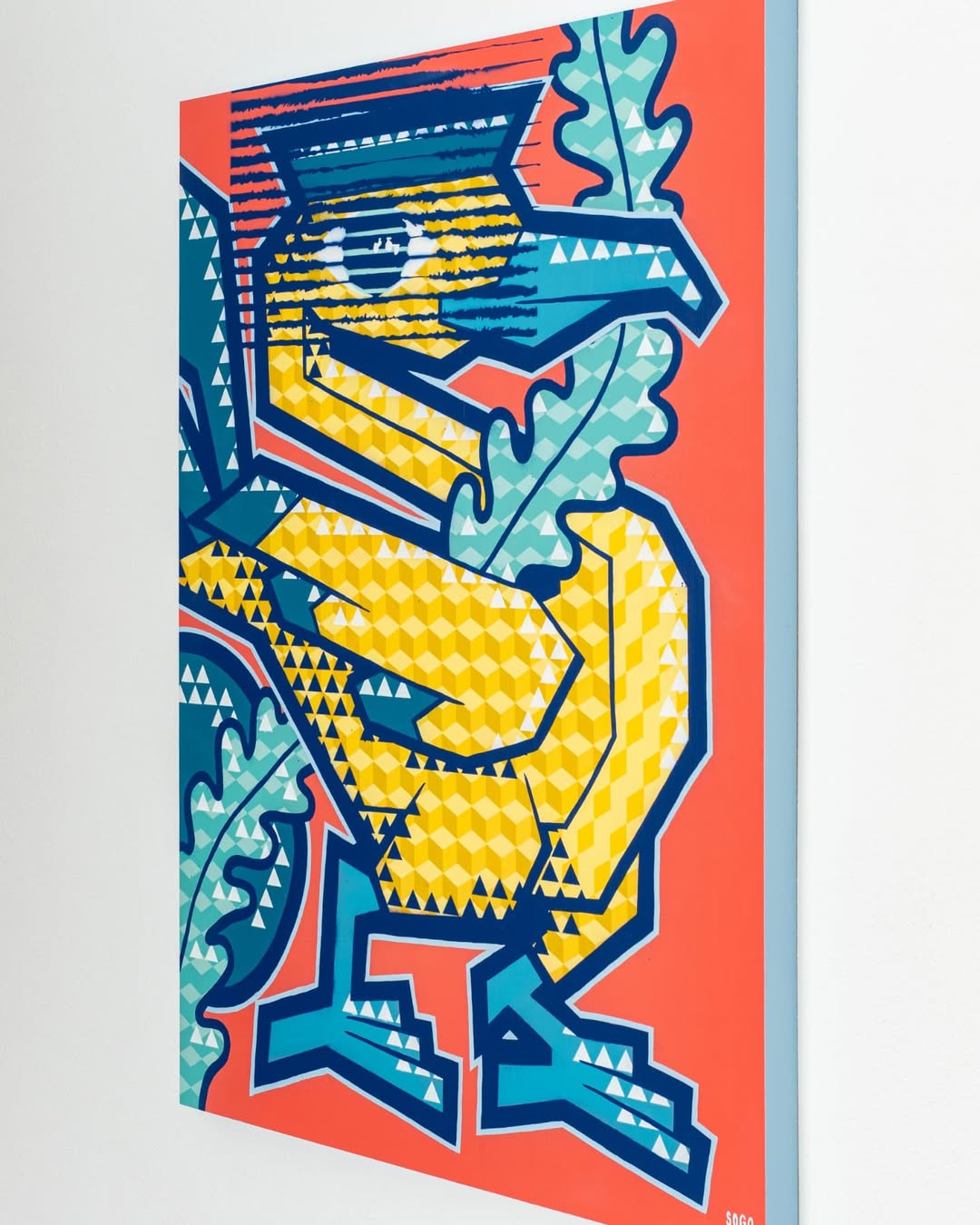 Bold Pop Art Bird Canvas – Geometric Street Art Wall Decor