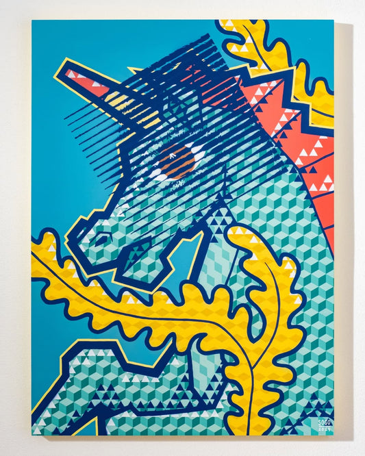 Vibrant Unicorn Pop Art Canvas – Bold Geometric Fantasy Wall Art